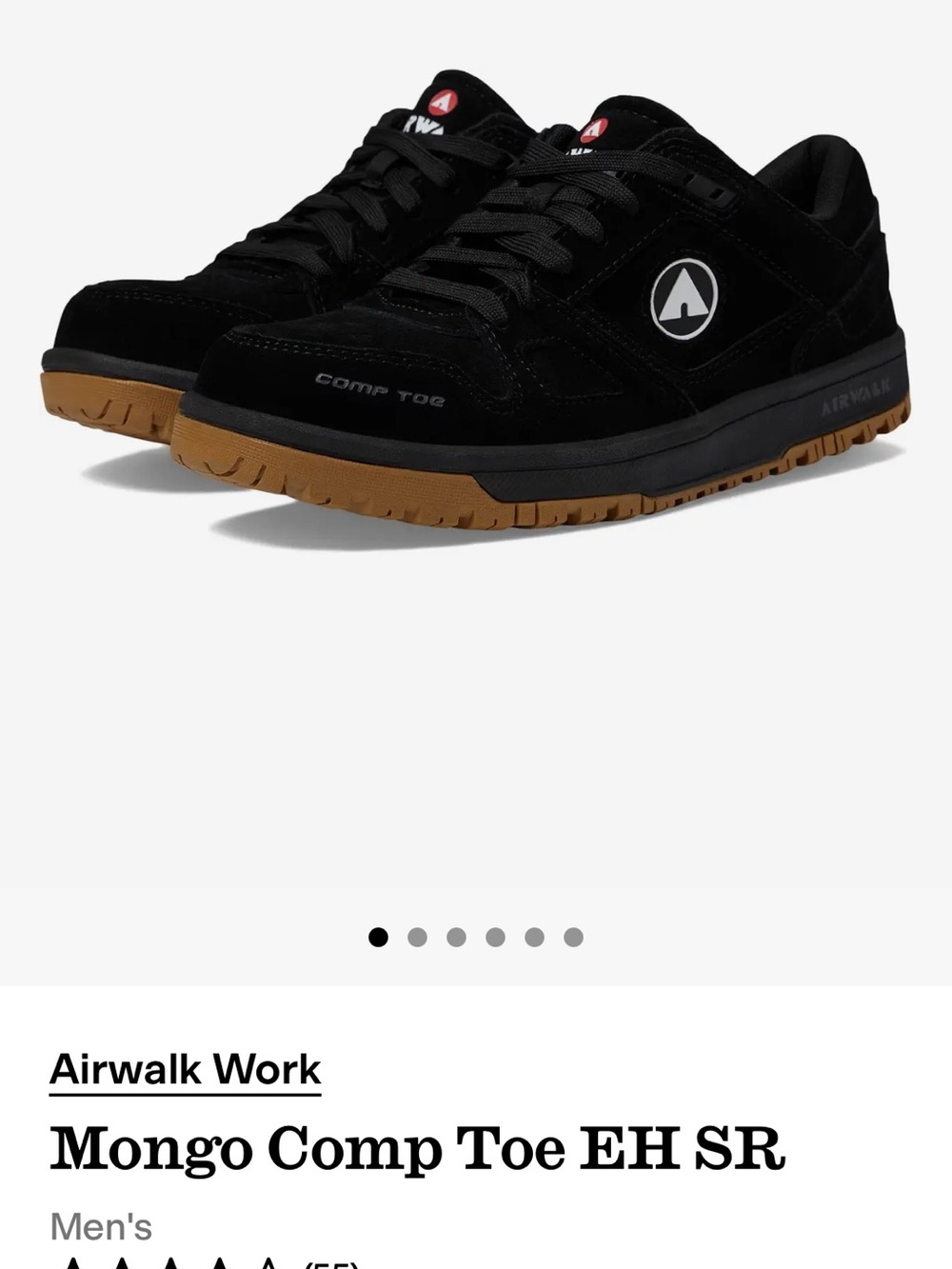 Airwalk Work Mongo Comp Toe EH SR Men's Black Work Shoes with Gum Sole / 11 EE